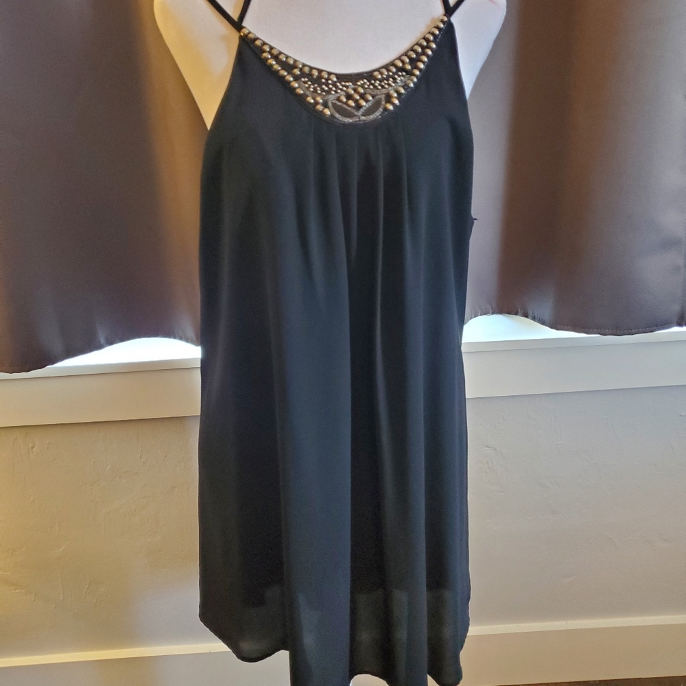 ASTR Black strappy backless party dress.
